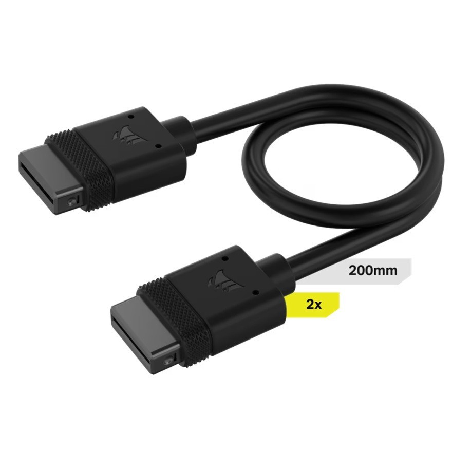 Corsair Icue Link Cable, 2X 200MM With Straight Connectors, Black(LS)