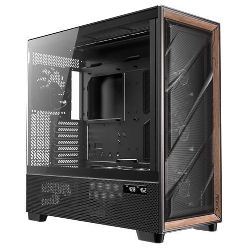 Antec Flux Pro, E-Atx, Premium Walnut, Iunity Temperature Disp. Cpu And Gpu Led Display, 6X High Performance Fans, Argb PWN CTRL, Psu Shift, Case