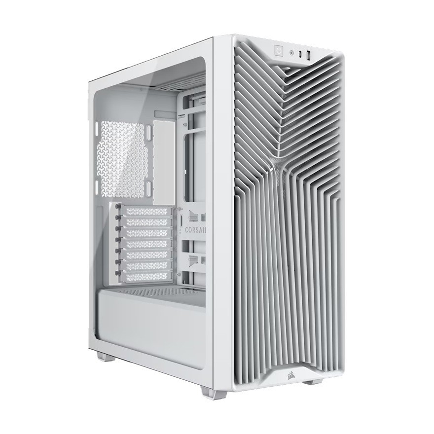 Corsair 3200D RS Mid-Tower PC Case - White, Atx Matx Itx, TG Panel, 400MM Gpu, 165MM Cpu, 360MM Rad, Usb-C, 7 Slots, 2X2.5 1X3.5, 2YR WTY, Steel TG