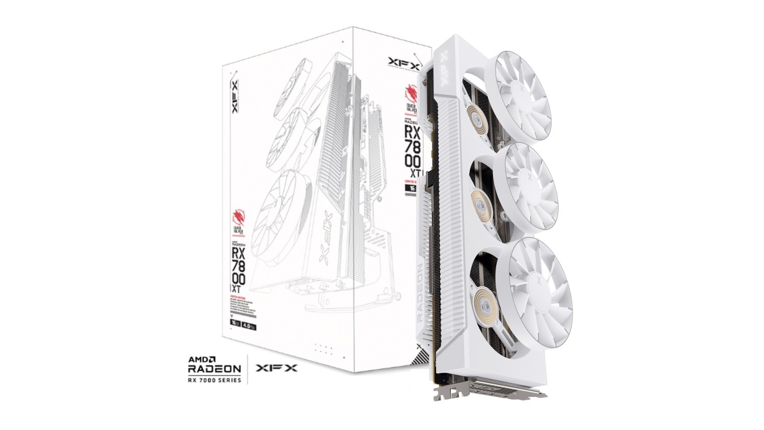 XFX Mercury Amd Radeon RX 9070XT Oc White Magnetic Air Edition With RGB 16GB GDDR6 Hdmi 3xDP, Amd Rdna™ 4 (Rx-97Tmargw9)