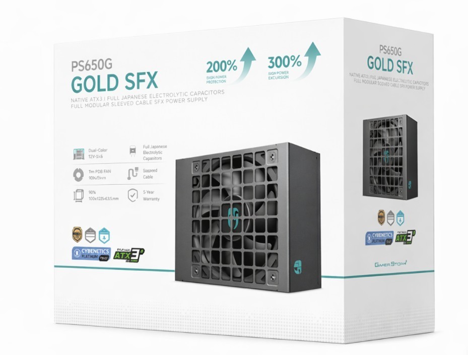 DeepCool PS650G 650W Gamer Storm SFX ,Full Japanese Electrolytic Capacitors, Cybenetics Platinum /PPLP Gold, Fluid Dynamic Bearing