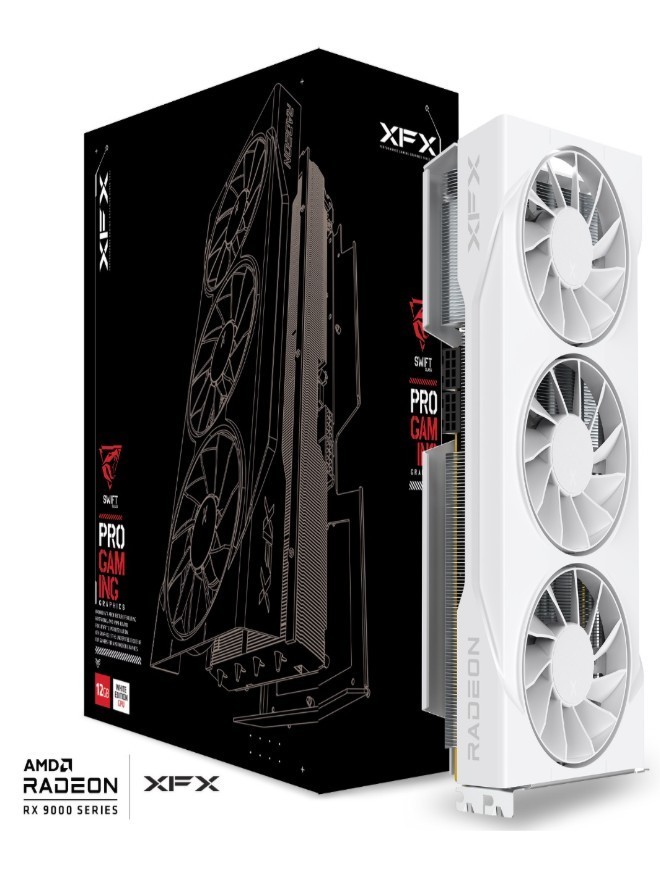 XFX Swift Amd Radeon RX 9070Gre White Triple Fan Gaming Edition With 12GB GDDR6 Hdmi 3xDP, Amd Rdna™ 4 (Rx-97Gre29w7)