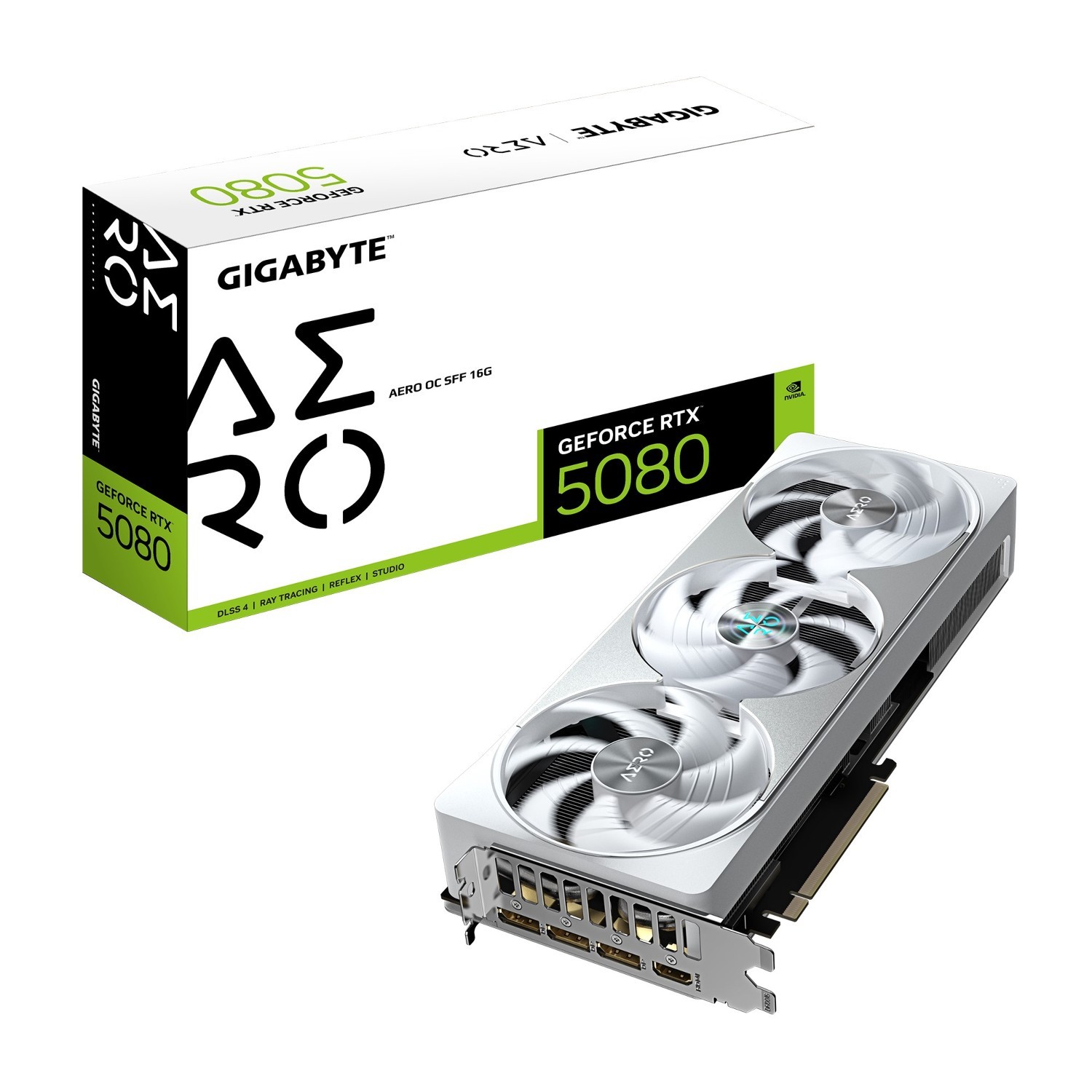 Gigabyte GeForce RTX™ 5080 Aero Oc SFF 16G, 2730 MHz, Cuda 10752, 30 GBPS, GDDR7, 256 Bit, Pci-E 5.0, Psu 850W, DisplayPort 2.1B X3 Hdmi 2.1B X1