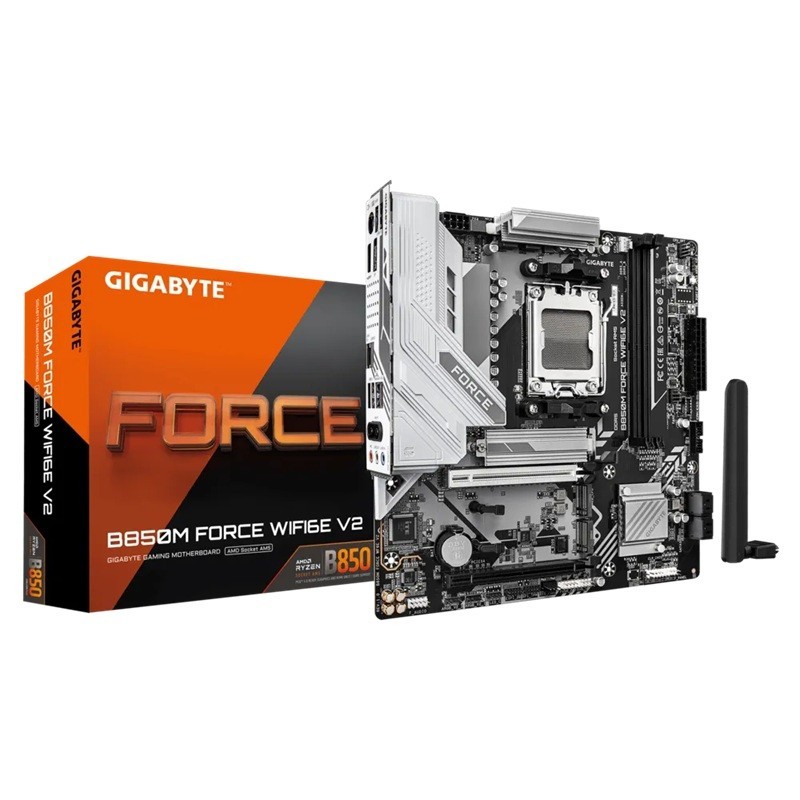 Gigabyte B850M Force Wifi6e V2, Amd Am5, 2 X DDR5 Up To 128 GB, 1 X Hdmi, 2 X Pci Express X16, 3 X M.2, 5X Usb 3.2, 6X Usb 2.0, 5GbE Lan