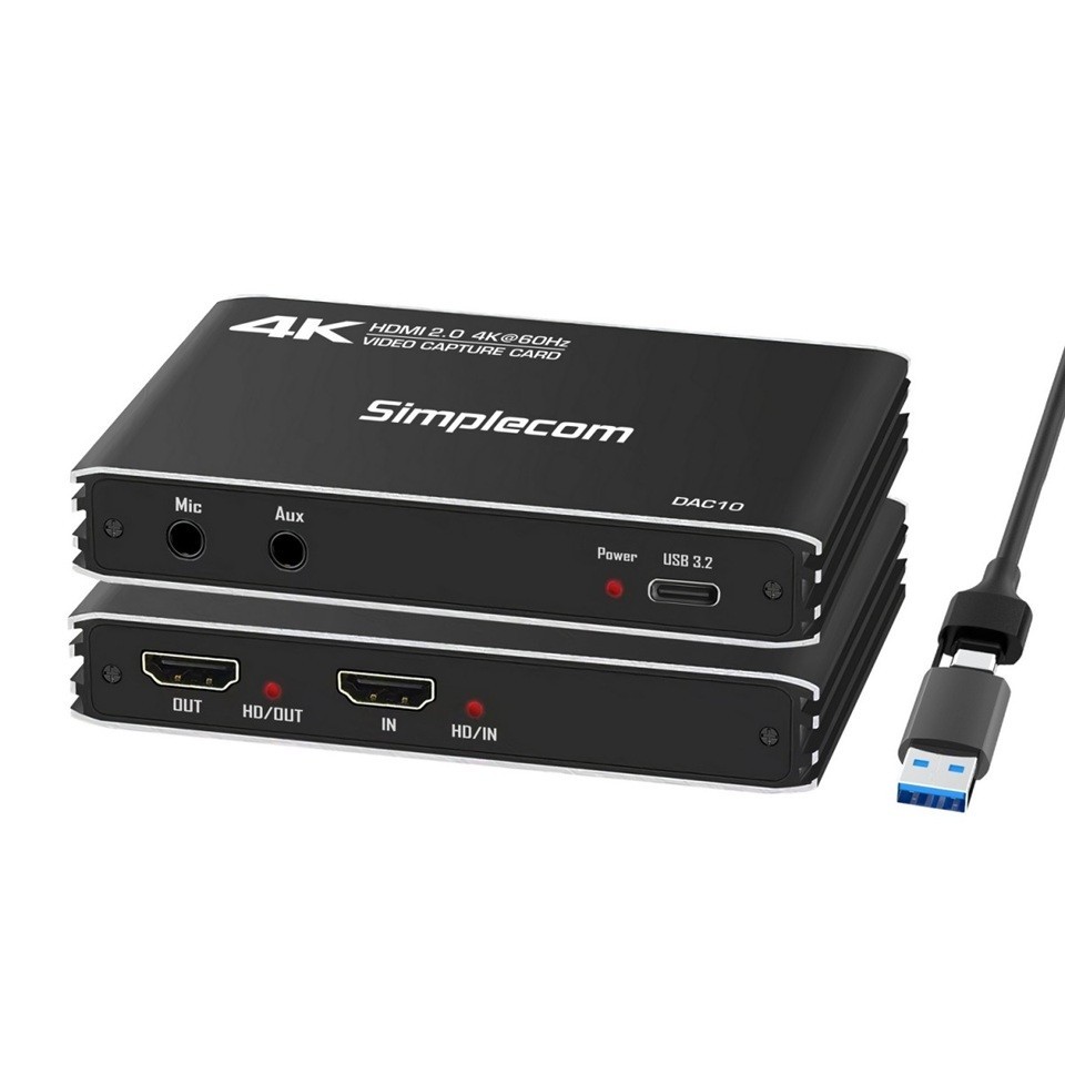 Simplecom (LS)Simplecom Dac10 Hdmi 2.0 To Usb 4K@60hz Video Capture Card Stream And Record In 4K 60FPS
