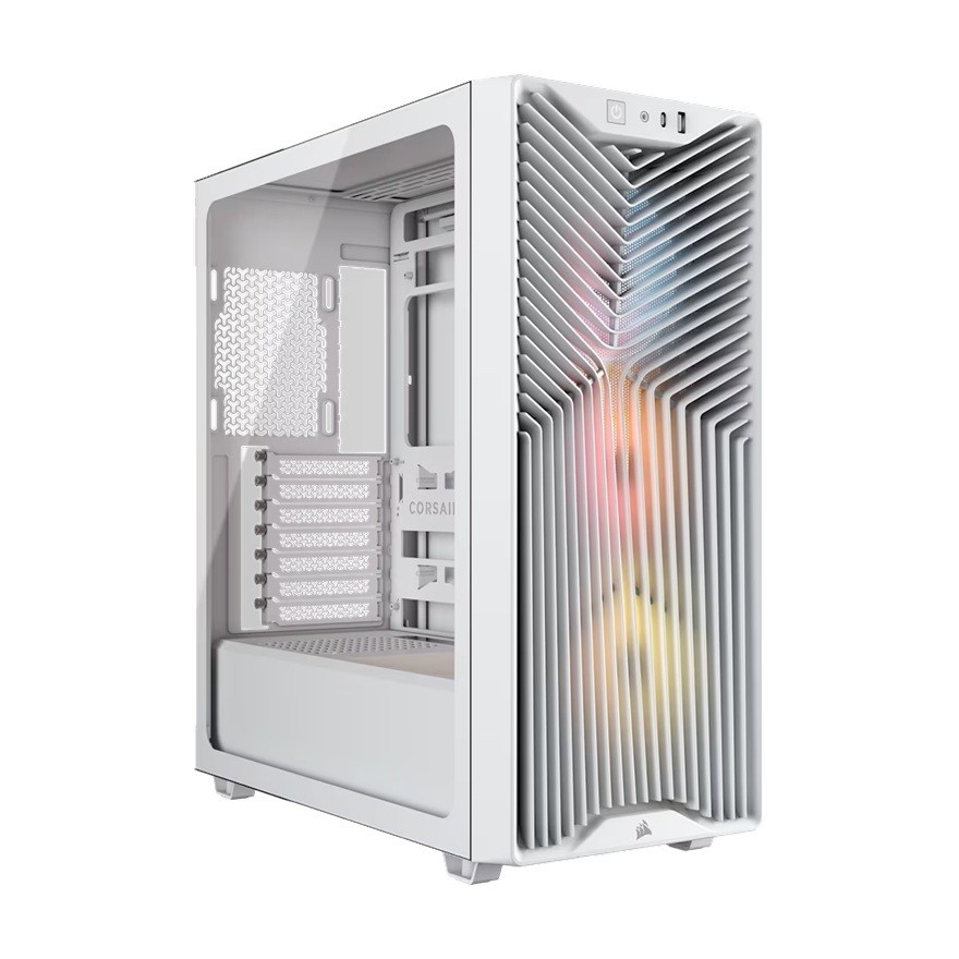 Corsair 3200D RS Argb Mid-Tower PC Case- White, Atx Matx Itx, TG Panel, Argb Fans, 400MM Gpu, 165MM Cpu, 360MM Rad, Usb-C, 7 Slots, 2X2.5 1X3.5, 2YR W