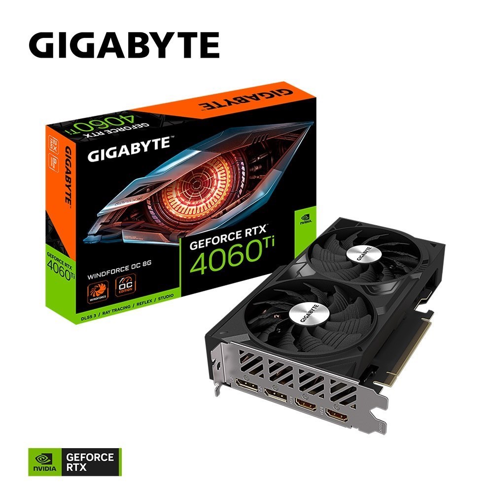 Gigabyte nVidia GeForce RTX™ 4060 Ti Windforce Oc 8G, 2550 MHz, Cuda 4352, 18 GBPS, GDDR6, 128 Bit, Pci-E 4.0, Psu 500W,DisplayPort 1.4A*2 Hdmi 2.1A*2