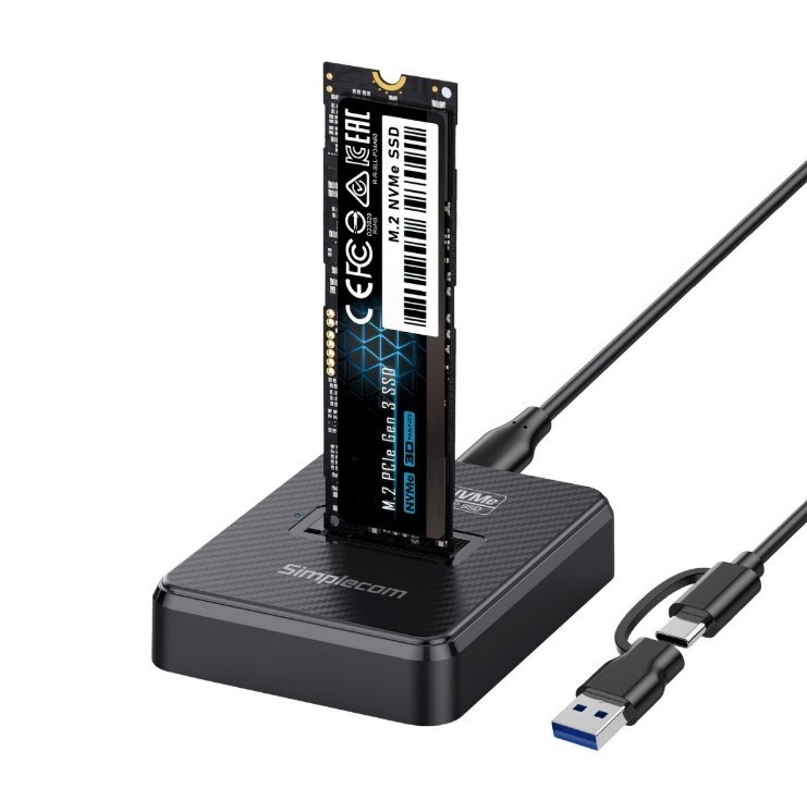 Simplecom SD511 M.2 SSD Docking Station NVMe And Sata Dual Protocol Usb 3.2 Gen 2 10Gbps Usb-C Interface Compliant With Usb 3.2 Gen 2 Standard