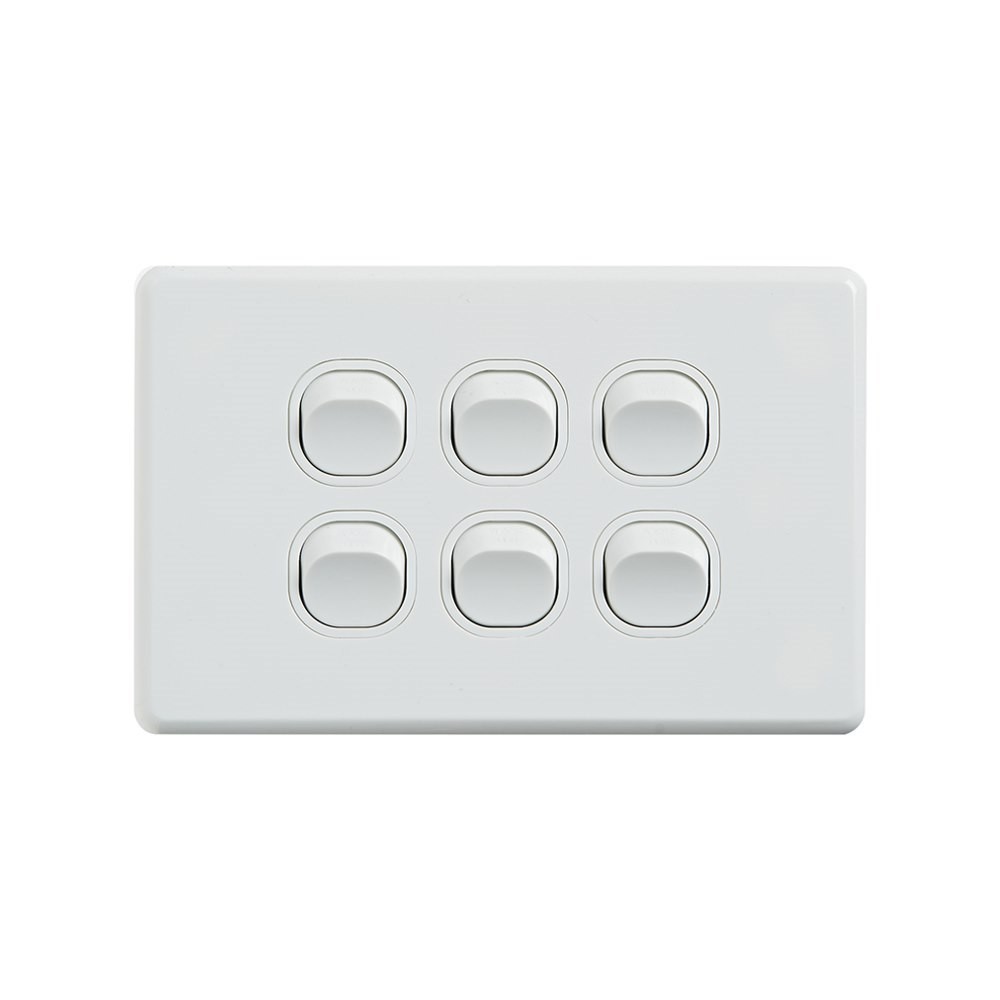 4Cabling 4C | Classic 6 Gang Switch 250V 16Ax - Horizontal