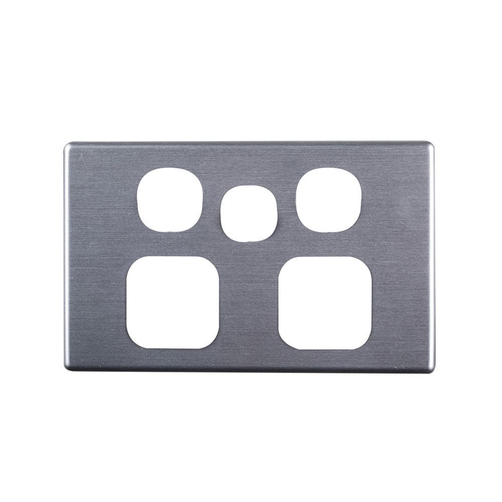 4Cabling 4C | Elegant Double Gpo Extra Switch Aluminium Cover Plate - Silver Matt