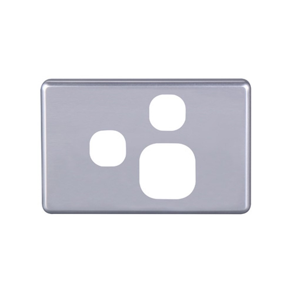 4Cabling 4C | Classic Single Power Point With Extra Switch Cover Plate - Silver***