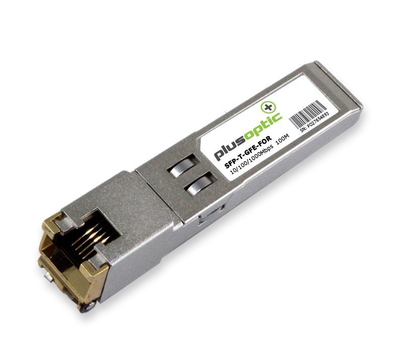 PlusOptic Fortinet Compatible 10/100/1000Mbps, Copper SFP, 100M Transceiver, RJ-45 Connector For Copper