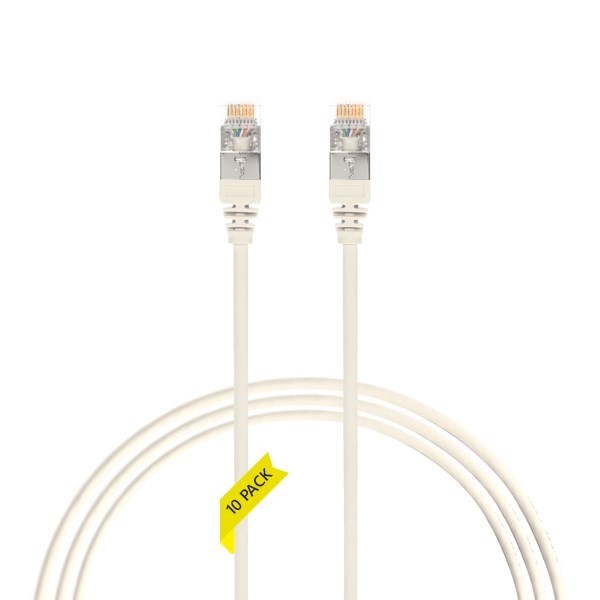 4Cabling 1.5M Cat6a RJ45 S/FTP Thin LSZH 30 Awg Network Cable | 10 Pack White