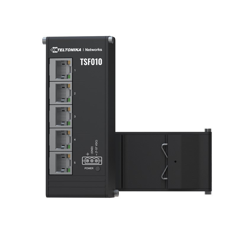 Teltonika Flat Ethernet Switch, 3-Pin Power Input, Flat And Compact Design, Plug-and-Play, 7-57 VDC, Psu Excluded