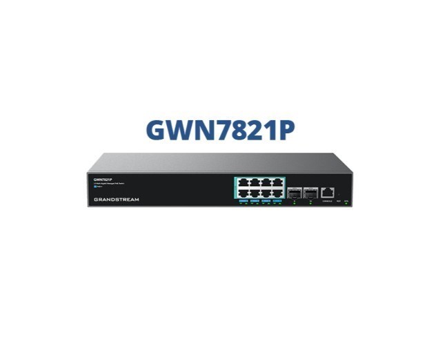 Grandstream GWN7821P Enterprise Layer 3 Managed Multi-Gigabit PoE Network Switch, 8 X 2.5 GigE PoE++, 2 X 10G SFP+