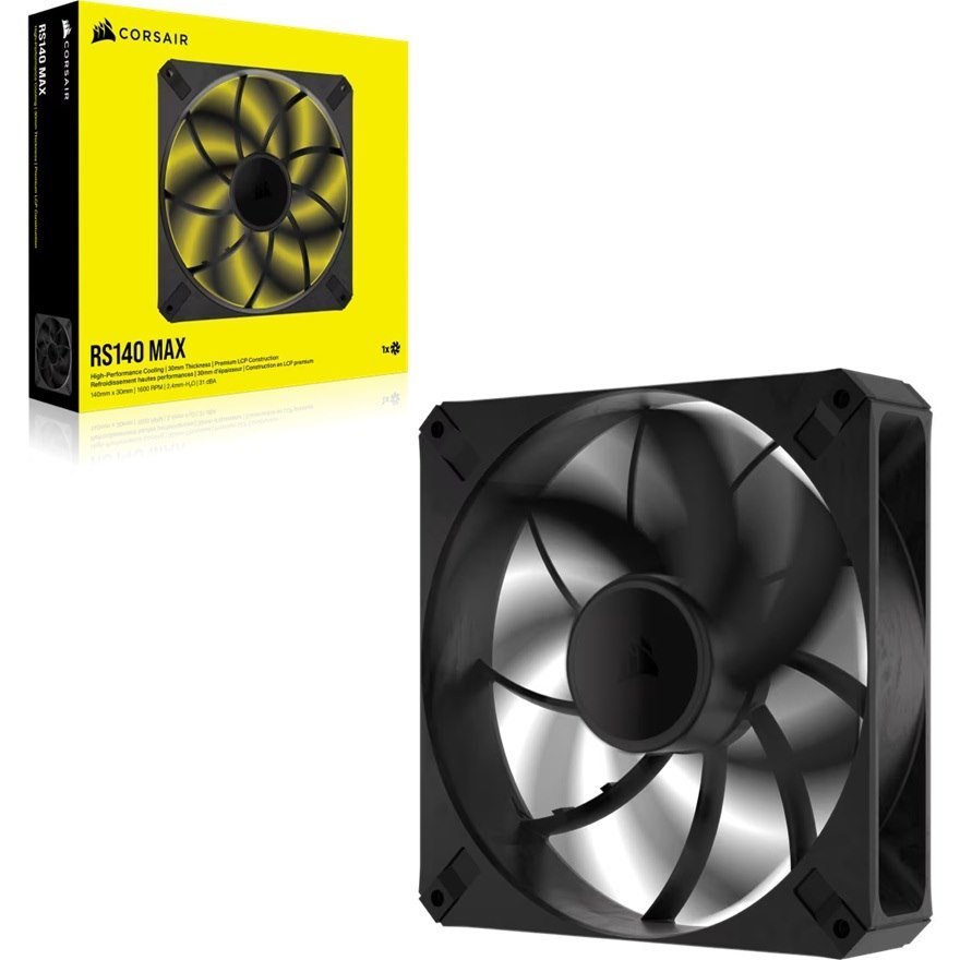 Corsair RS140 Max 140MM PWM Thick Single Fan - Single Size 140MM X140MM X30MM Static Pressure Fan Warranty 5 Year