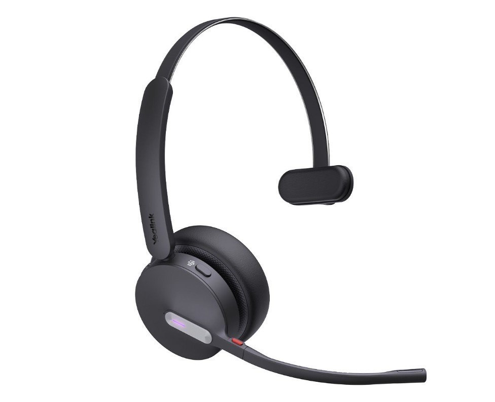 Yealink (WH64 Hybrid Mono With Charging Stand Teams) Microsoft Teams Certified Dect & Bluetooth Hybrid Wireless Headset, Mono, 3-Mic Beamforming Noise Cancellat