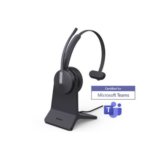 Yealink (BH70 Mono With Stand Teams Usb-C/A) Microsoft Certified Teams Bluetooth Wireless Headset, Mono, 3-Mic Beamforming Noise Cancellation, Usb-C/A, Dongle &