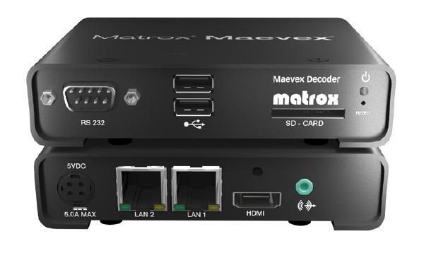 Matrox Maevex 5100 AV-over-IP Decoder, Standalone Appliance, Rack-Mountable: 1U, 1/3 Rack, Hdmi, 2X RJ45, 2 YR WTY