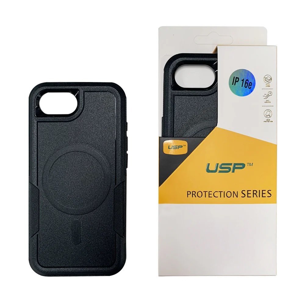 Usp Apple iPhone 16E Armor Light Case With MagSafe Black - Two Tough Layers, No Slip Grippy Edges, 360° Protection, Slim, Seek, Pocket FIt