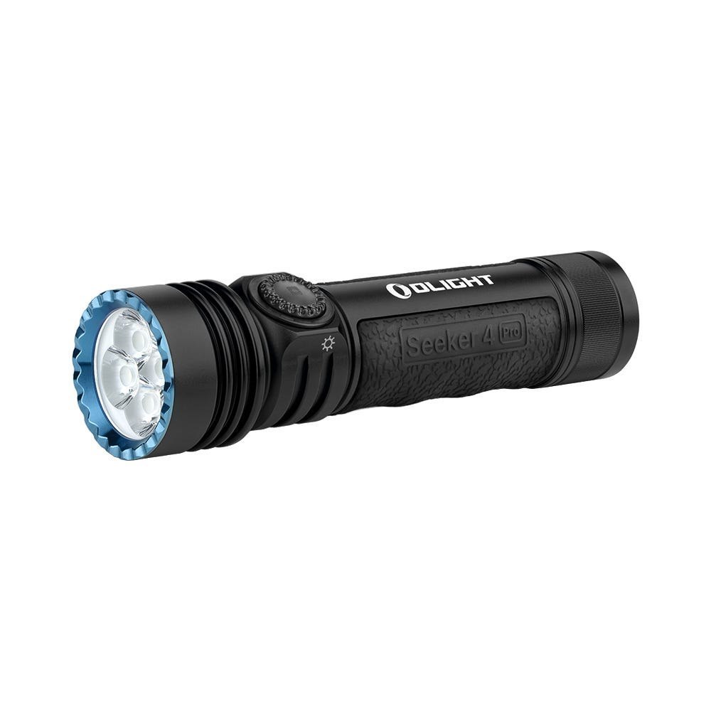 Olight | Seeker 4 Pro | Powerful Rechargeable Led Torch ** 4600 Lumens ** 260M Beam - Cool White Light: 5700~6700K | Black