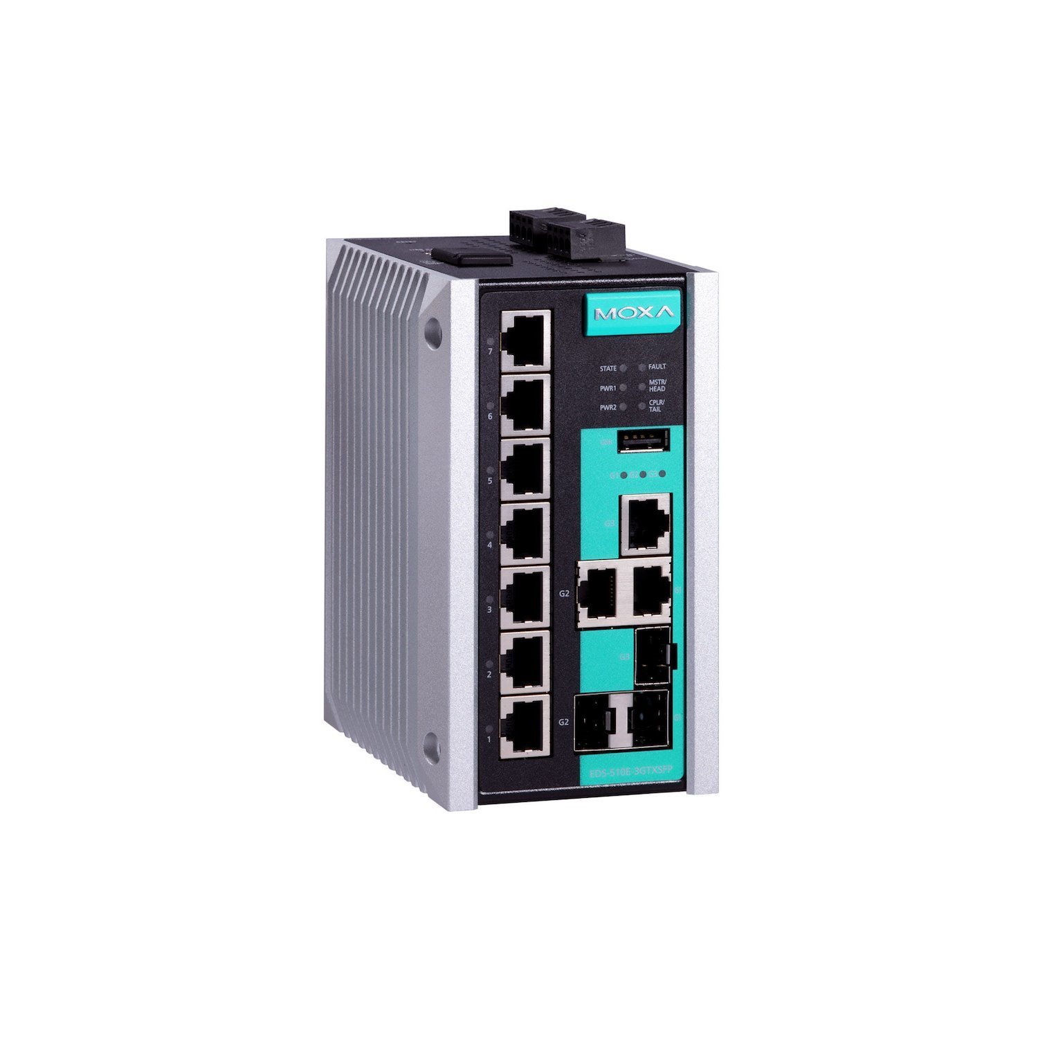 Moxa | Managed Gigabit Switch, 7 10/100 Ports, 3 Combo Gigabit/SFP Ports, -40 To 75°C.