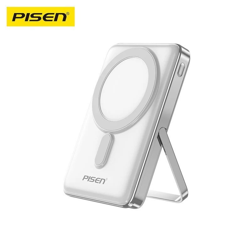 Pisen 10K mAh 30W PowerMag Wireless Fast Charging Power Bank With Holder - CCC-Certified, Supports (PD, QC 3.0), Led Display, Charge Multiple Devices