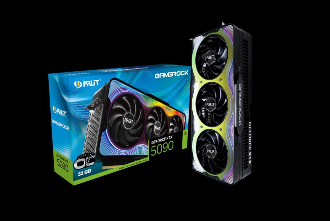 Palit RTX5090 Gamerock Oc 32GB GDDR7 512Bit 3-DP Hdmi Argb Ne75090s19r5-Gb2020g