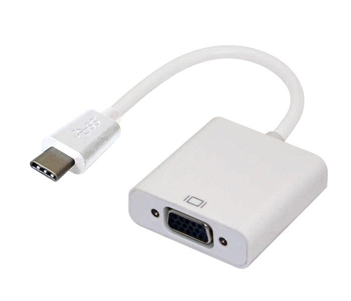 Astrotek Thunderbolt Usb 3.1 Type C (Usb-C) To Vga Adapter Converter Male To Female For Apple Macbook Chromebook Pixel White