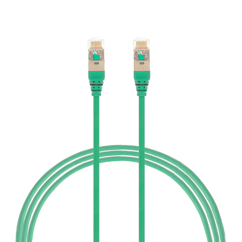 4Cabling 0.25M Cat 6A RJ45 S/FTP Thin LSZH 30 Awg Network Cable. Green