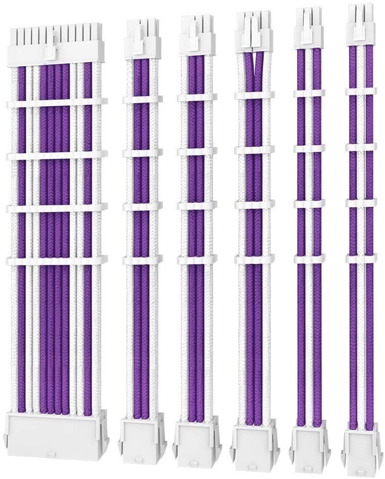 Antec Psu - Sleeved Extension Cable Kit V2 - Purple / White. 24Pin Atx, 4+4 Eps, 8Pin Pci-E, 6Pin Pci-E, Compatible With Standard Psu