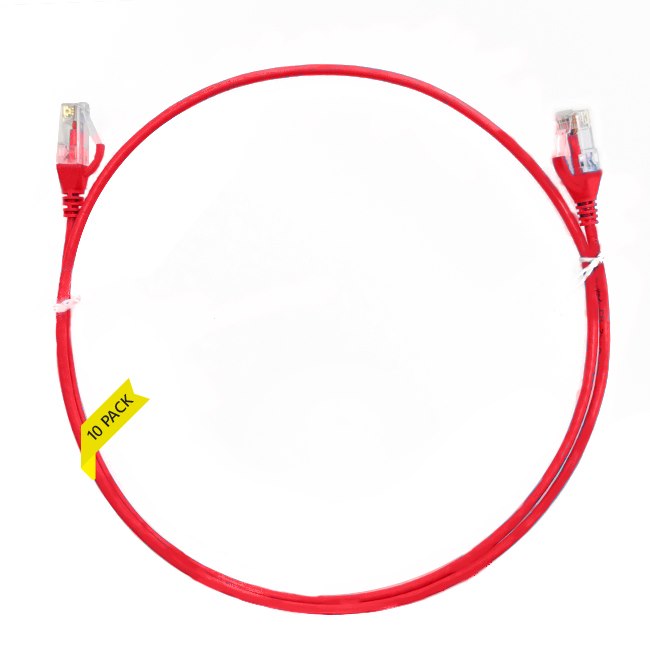 4Cabling 1M Cat 6 Ultra Thin LSZH Pack Of 10 Ethernet Network Cable. Red