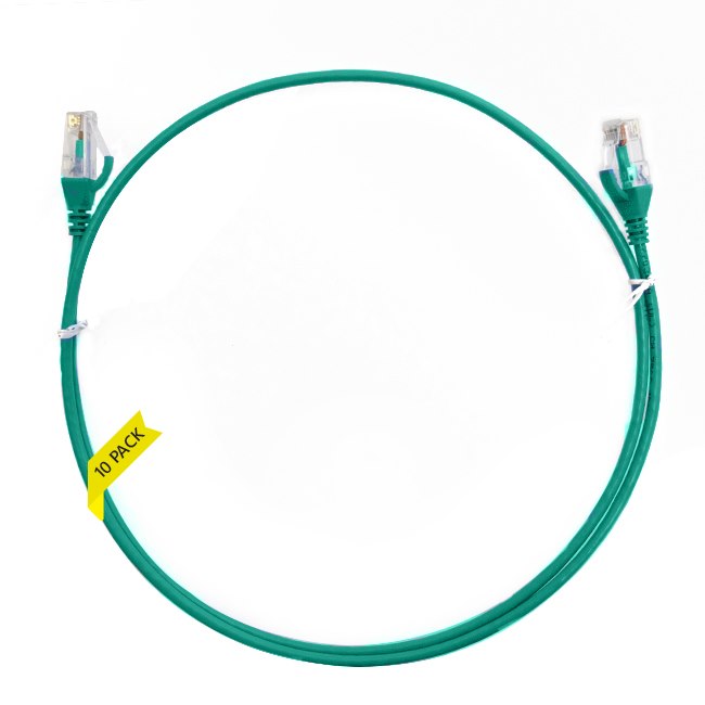 4Cabling 0.25M Cat 6 Ultra Thin LSZH Pack Of 10 Ethernet Network Cable. Green