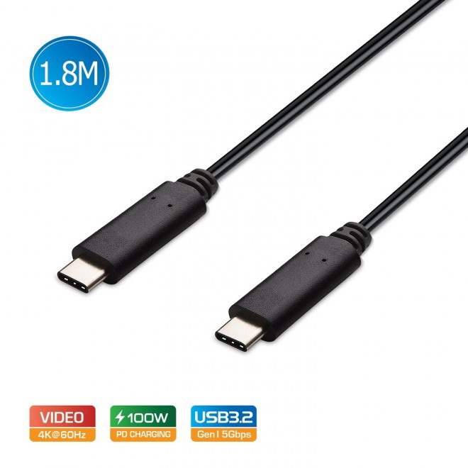 Simplecom Ca519 Usb-C To Usb-C Cable Usb 3.2 Gen1 5A 100W PD 4K@60Hz 1.8M