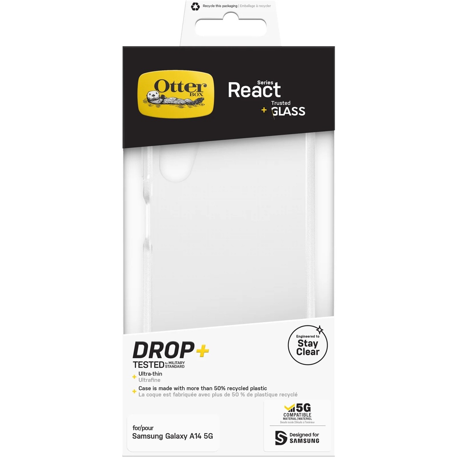 OtterBox React Case for Samsung Galaxy A14 5G Smartphone - Clear