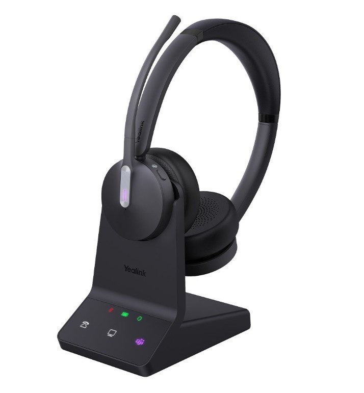 Yealink (WH64 Dual Teams) Microsoft Teams Certified Dect Wireless Headset, Dual, 3-Mic Beamforming Noise Cancellation, Power Adapter, Carry Bag, Cables & Busyl