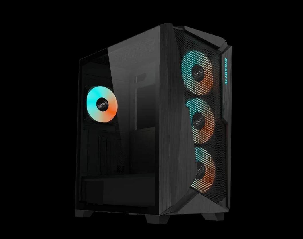 Gigabyte C301V2 RGB Tempered Glass E-Atx Black Mid Tower Gaming Chassis 2X3.5' 2X2.5' 2xUSB3.0 Detachable Dust Filter Liquid Cooling Psu Standard Atx