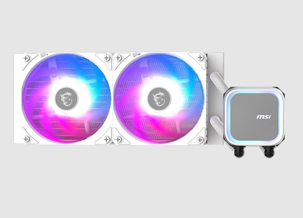 Msi Mag Coreliquid A13 240 White, 2.4', Ips, Usb 2.0 Pin Header, Sata, 2 Fans, Two Ball Bearing, Am5 / Am4, 3 Year Warranty