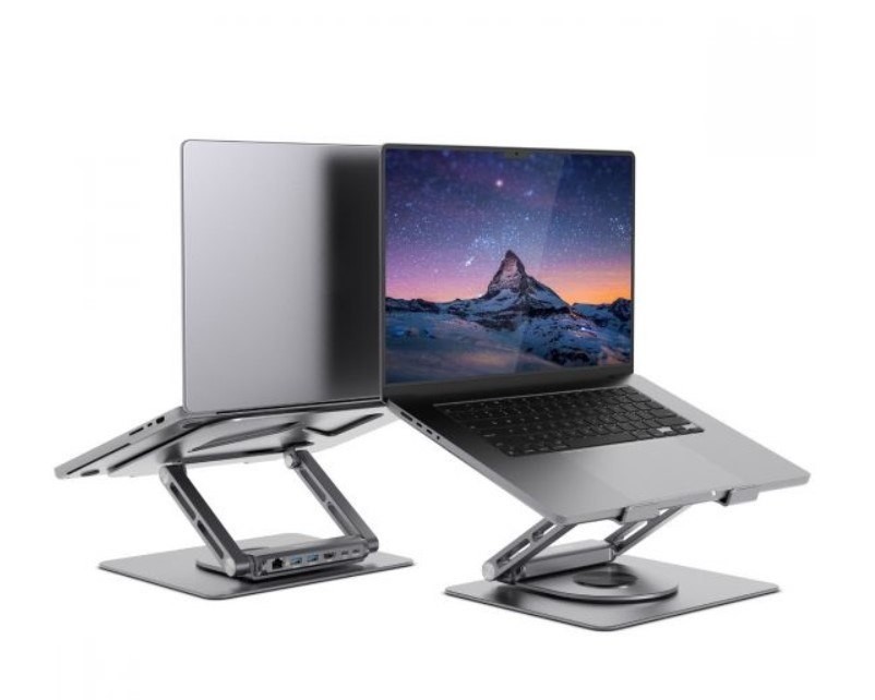 Mbeat® Stage S12 Rotating Laptop Stand With Usb-C Docking Station Flexible Ergonomic Design Usb-C Hdmi RJ45 1000Mbps