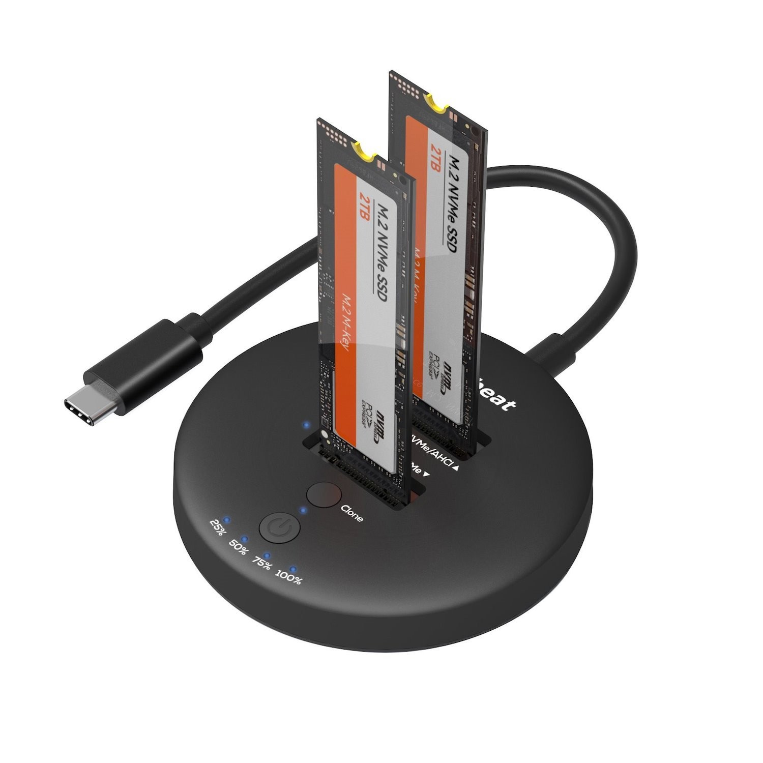 Mbeat H3 Usb 3.2 Gen2x2 20Gbps Dual M.2 NVMe SSD Dock With Clone Duplicator (Black) Clone Speed: Up To 15Gbps Product Weight (With Cable): 96G
