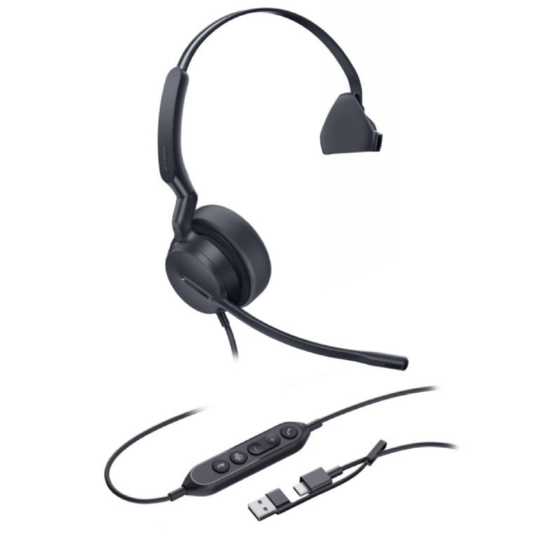 Yealink Uh42 Mono Teams Usb-C/A Microsoft Certified Teams Usb Wired Headset, Noise-Canceling Microphone, Leather Ear Cushions Controller Teams Button