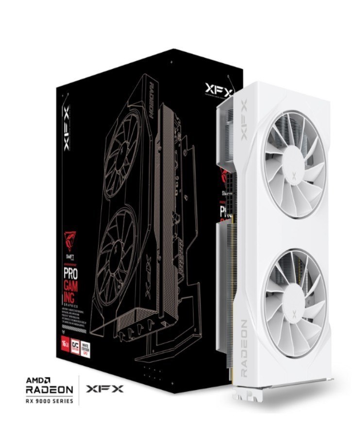 XFX Swift Amd Radeon RX 9070 Oc White Dual Fan Gaming Edition With 16GB GDDR6 Hdmi 3xDP, Amd Rdna™ 4 (RX-97SWFT2WQ)