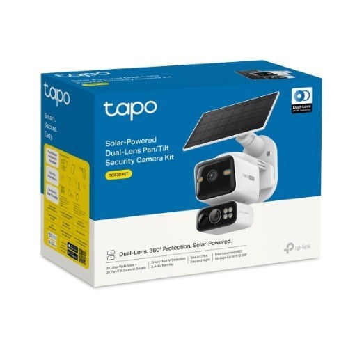 Tp-Link Tapo Solar Dual Lens Pan/Tilt Security Camera, 2K, Colour Night Vision, Wi-Fi, Ip6