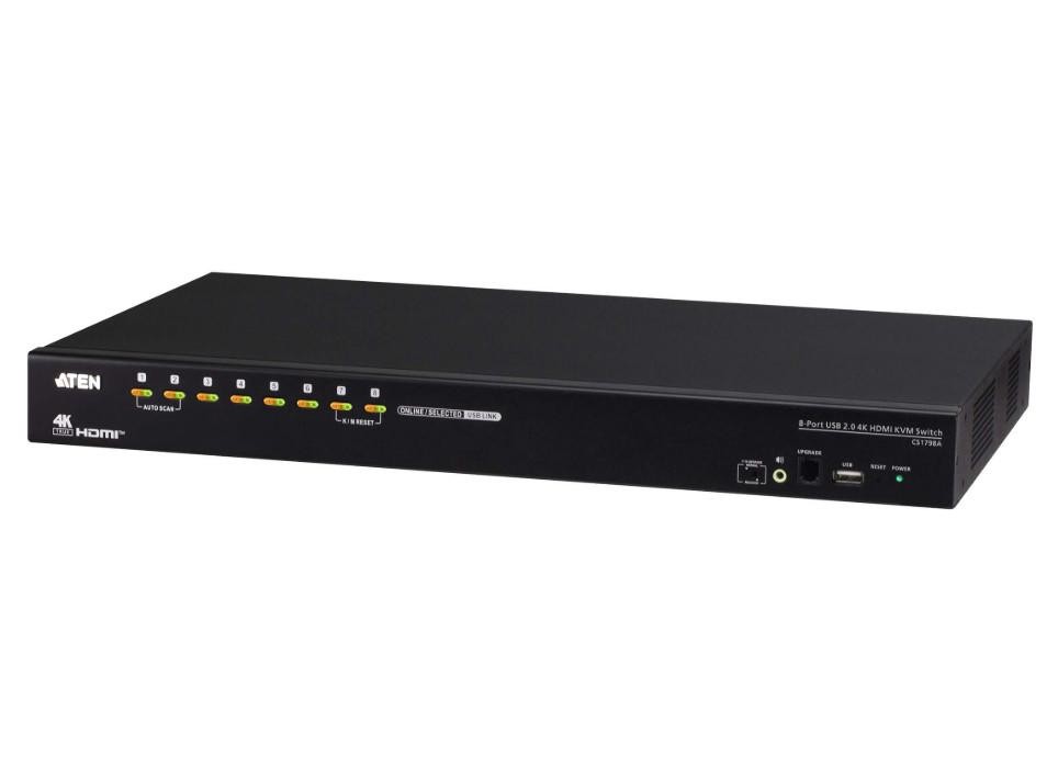 Aten 8-Port Usb2.0 4K Hdmi KVM Switch, Supports Up To 4K Dci (4096 X 2160 @ 60Hz) And Built-In 2-Port Usb 2.0 Hub