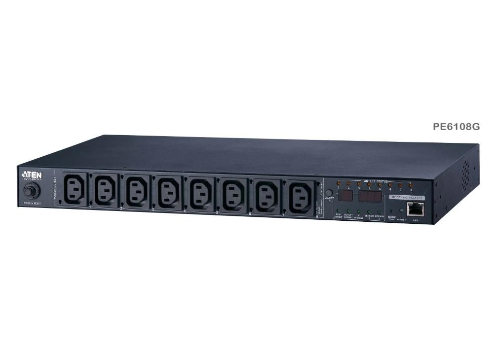 Aten 15A/10A 8-Outlet 1U Metered & Switched Eco Pdu, Emote Power Outlet Control (On, Off, Power Cycle) BY Individual Outlets, Green Package