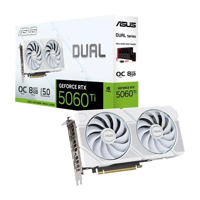 Asus Dual GeForce RTX™ 5060 Ti 8GB - White, Oc Edition, Nvidia®, GDDR7, 4608 Cuda Cores, 28Gbps, PCIe 5.0, Hdmi 2.1B, DP 2.1B