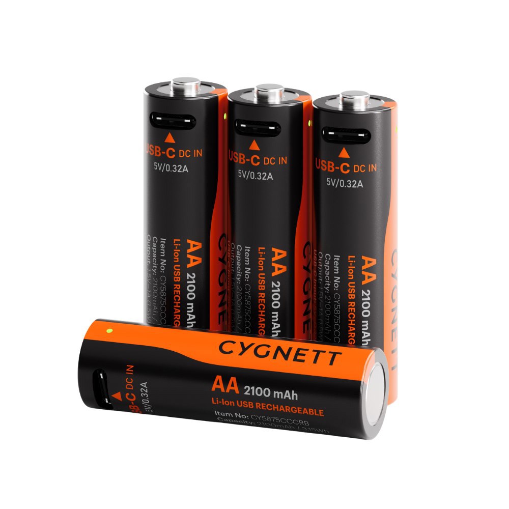 Cygnett Aa Usb-C Rechargeable Li-Ion Battery - 4 Pack - Black