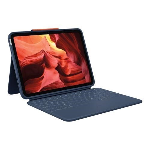 Logitech Rugged Combo 4 Touch Keyboard/Cover Case (Folio) for 27.7 cm (10.9") Apple iPad (10th Generation) iPad - Classic Blue