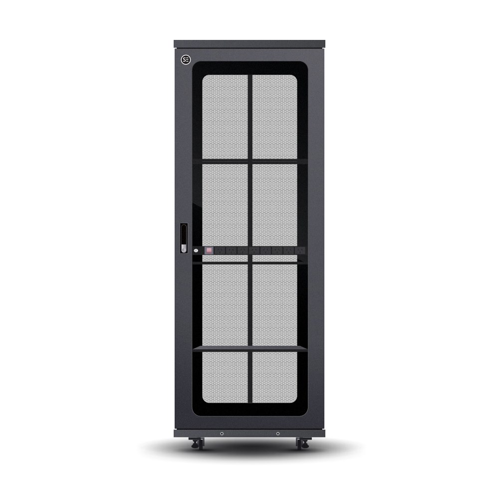 Serveredge 45Ru Fully Assembled Free Standing Server Cabinet - 800W X 1000D X 2188H Includes:Lockable Front Glass DoorLockable Dual Rear Mesh DoorsLockable Split Side Panels1 X 8 Way Pdu1 X 4 Way Fan