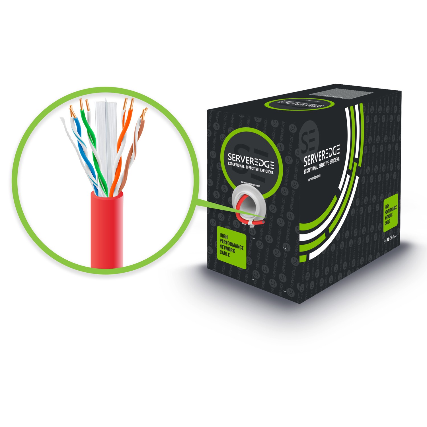 Serveredge Cat6 305M Network Cable - Utp Solid PVC 23Awg - Red